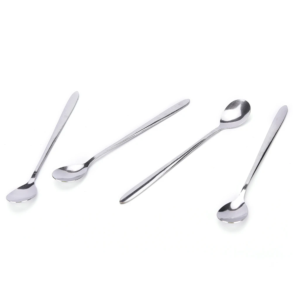 

New 16cm Stainless Steel Spoons Flatware Spoon Ice Cream Tea Coffee Handled Long Handle 1Pcs
