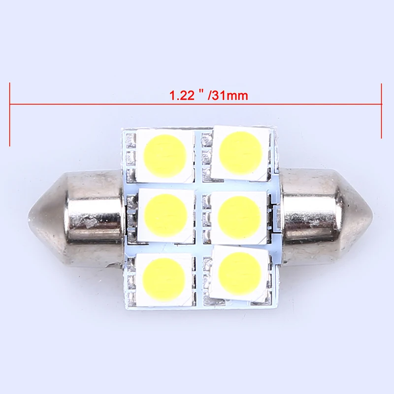 4 шт. лампы для номерного знака 31 мм 6SMD 5050|Сигнальная лампа| |