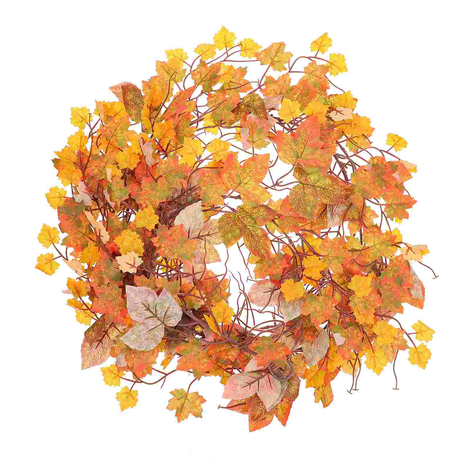 

1Pc Fake Maple Leaf Hanging Vine Festival Rattan Pendant Chic Vine Decor Orange