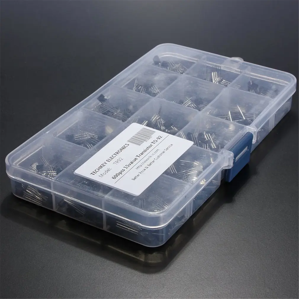 600Pcs TO-92 Transistor Assortment Box Kit 15 Value x 40 Pcs Transistors 2N2222 2N3904 2N3906 C945 S8050 S8550 S9014 S9013 | Инструменты