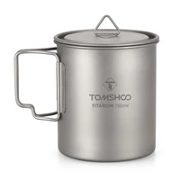tomshoo ultralight 750ml titanium cup outdoor portable camping picnic water cup mug with foldable handle