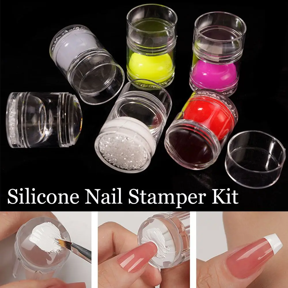 

DIY Clear Easy French Jelly For French Nail Tips Nail Stamping Template with a Scraper Silicone Nail Stamper Kit