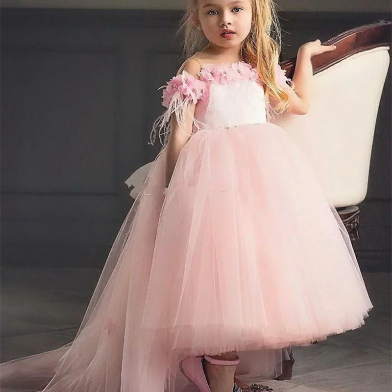 Picture style Синий пояс с жемчугом, бант, цветок, платье для девочек, Кружевная аппликация, рукав-колпачок, платье для первого причастия, вечерние платья для торжеств - Цвет: Picture style
