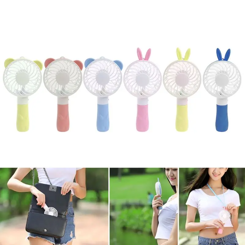 

Portable Hand Fan Battery Operated USB Power Handheld Mini Fan Cooler with Strap