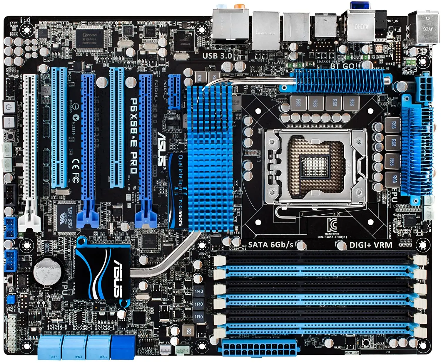 

ASUS P6X58D-E PRO Desktop Intel X58 Motherboard LGA 1366 DDR3 SATA 2 3×PCI-E X16 support Core i7 Extreme cpus Motherboard