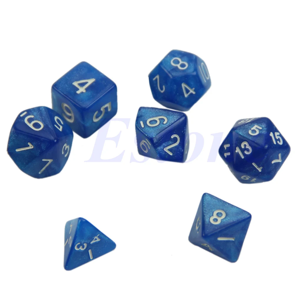 Набор черных игральных костей 7x D4 D6 D8 D10 D12 D20 подземелья и дракон D & ролевая игра