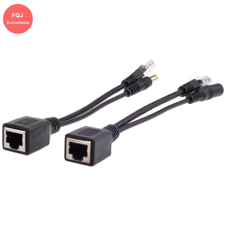 1 Pair 48V POE Spliter Passive Cable Power Over Ethernet POE Injector Camera CCTV Adapter 12V Power Supply Cable