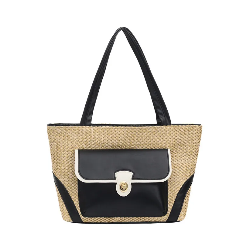Large-capacity women's handbags high-quality straw fashion shopping bag autumn outdoor shoulder 2019 new discount bags | Багаж и сумки