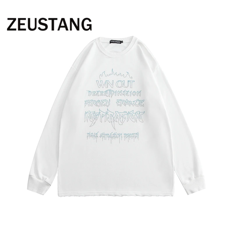 

Zeustang Fashion Hoodies Letter Print Cartoon Pullover Streetwear Hip Hop Loose Casual Sweatshirts Tops Outerwear