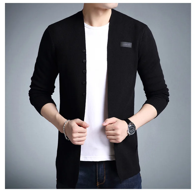 Мужской кардиган на каждый день вязаный хлопковый шерстяной свитер Мужская