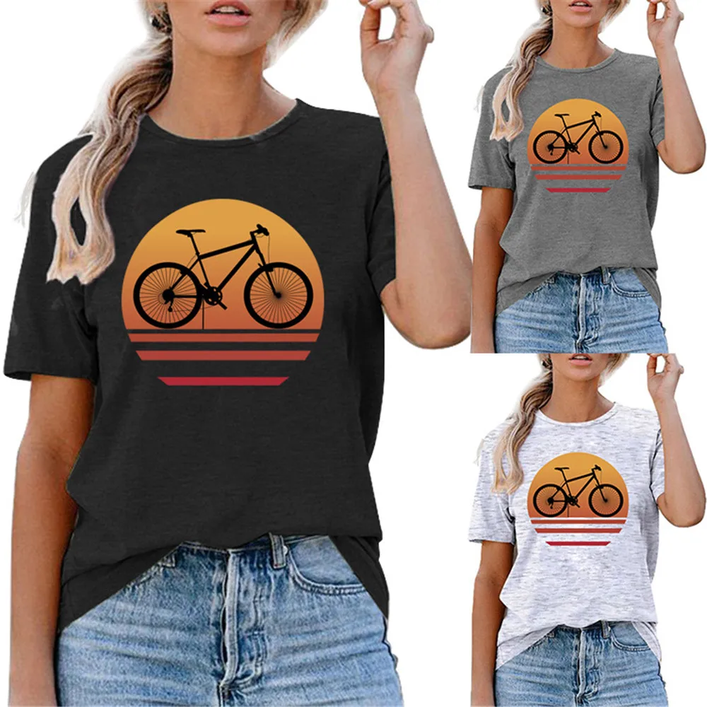 Велосипедные блузки с оранжевым принтом солнца женские модные большого размера