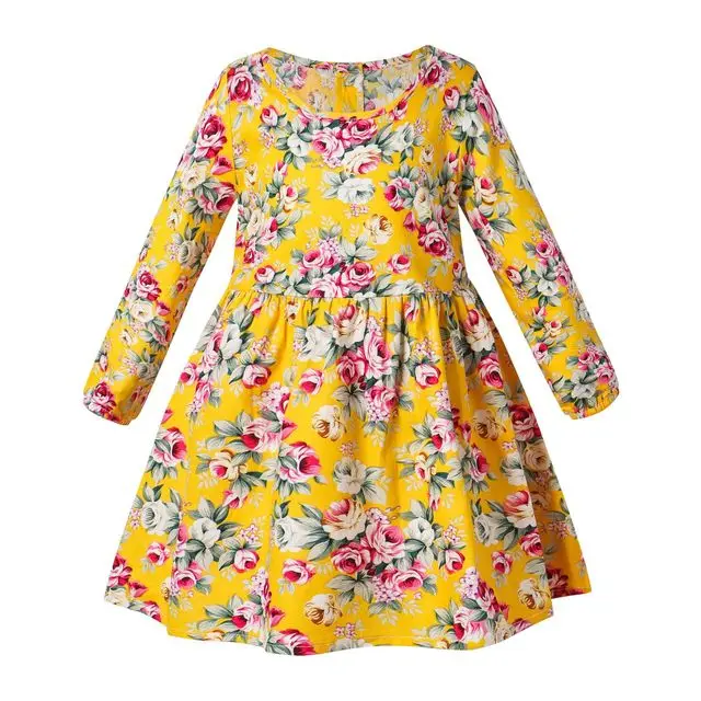 Long Sleeve Girls Dress Floral Dresses For Kids Children Princess Baby Birthday 1-8years Autumn Winter Clothing | Детская одежда и
