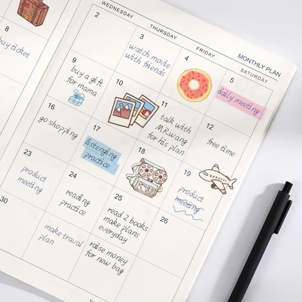 2020 Monthly Planner Leather Cover 12-Month 24 Sheets Diary Notebook 7.27x10 In Personal Agenda | Канцтовары для офиса и дома
