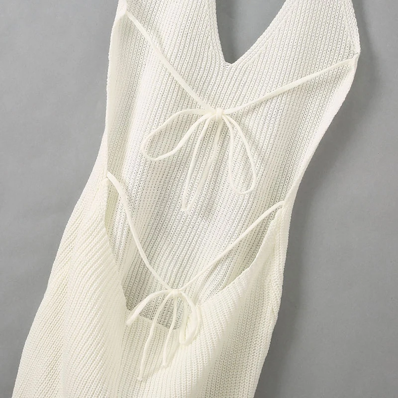 

Women Sexy V-neck Dress Soft Summer Sleeveless Backless Skirt Slim Bodycon Bandage Sundress Thin Breathable Dress Fashion