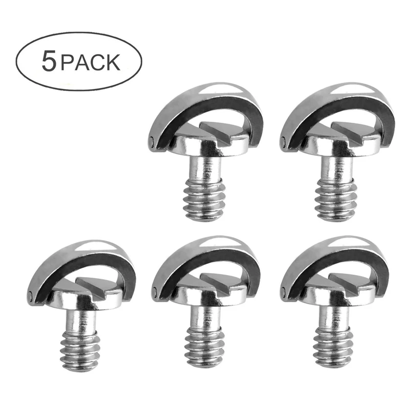 

5 Pack 1/4inch Quick Release Plate Mounting Screw D-ring D Shaft QR Screw Adapter Mount for DSLR Camera Tripod Monopod QR Plate