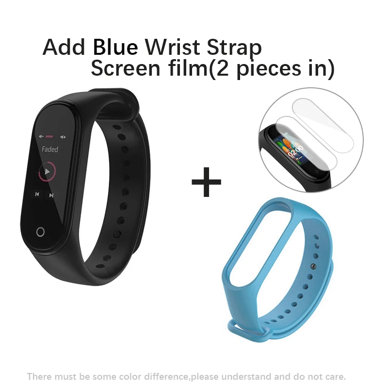 AddBlue Wrist Strap Глобальная версия Xiaomi Mi группа 4 Смарт Браслет miband 4 Фитнес отслеживание сердечного ритма браслет 3 цвета активно-матричные осид, Сенсорный экран 135 мАч - Цвет: AddBlue Wrist Strap