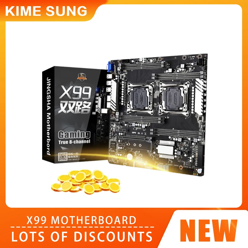 

X99 Dual Motherboard Dual CPU Motherboard LGA 2011-3 E5 V3/V4 DDR4 256GB USB3.0 M.2 NVME E-ATX Server Mainboard