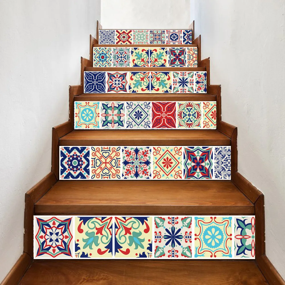 6 шт./партия 3D цветок лестница стояк пол стикер Самоклеющиеся DIY