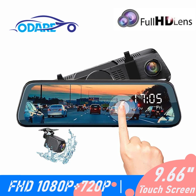 Odare Rear View Camera 10&quot dvr dash cam Car Registar IPS Touch Screen Full HD 1080P Video Recorder Night Vision car mirror | Автомобили