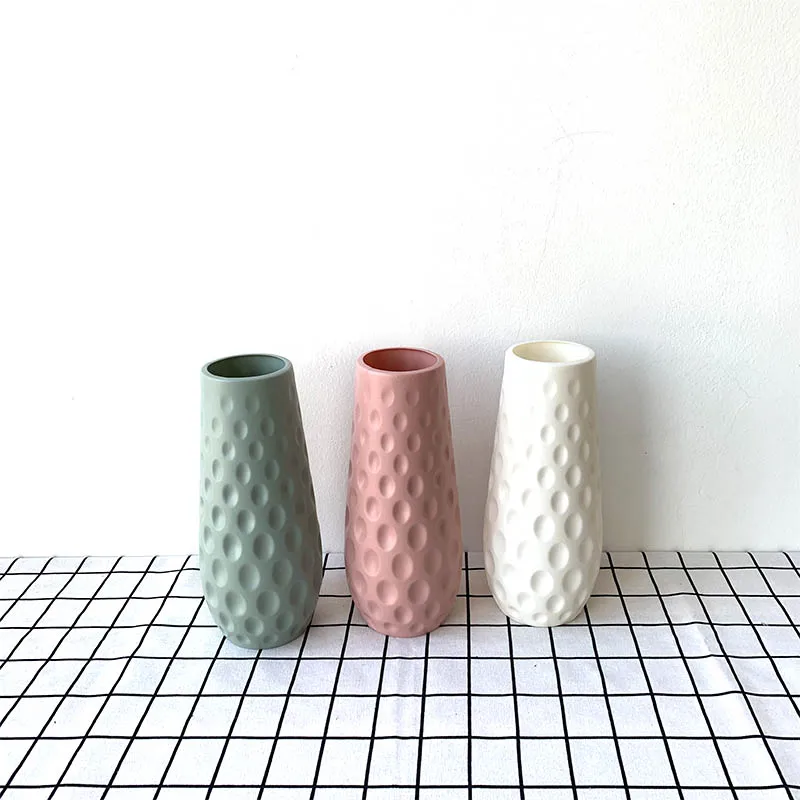 

Origami Plastic Vase Milky White Imitation Ceramic Flower Pot Flower Basket Flower Vase Decoration Home Nordic Decoration