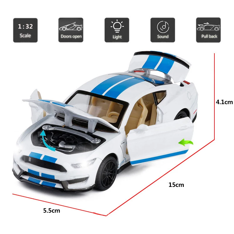 HOMMAT 1:32 весы Ford Mustang Shelby GT350 Игрушечная модель автомобиля Diecasts & Toy транспортные