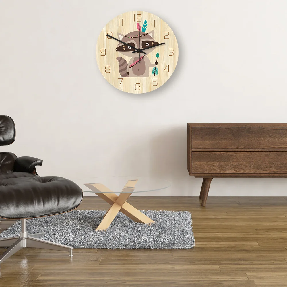 

Creative forest animal Nordic cartoon acrylic silent movement bedroom living room decoration clock home decor