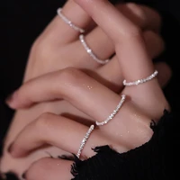 simple shiny silver color chain finger ring for women fashion korean wedding rings copper jewelry girls knuckle accessories gift