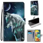 Кожаный чехол-кошелек с волком и подставкой для Samsung Galaxy S21 Fe S20 Plus Ultra S5 A42 A52 A72, чехол на магните с изображением животных и котов O08F