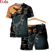 love dinosaur 3d printed t shirts and shorts kids funny childrens suit boy girl summer short sleeve suit kids apparel 10