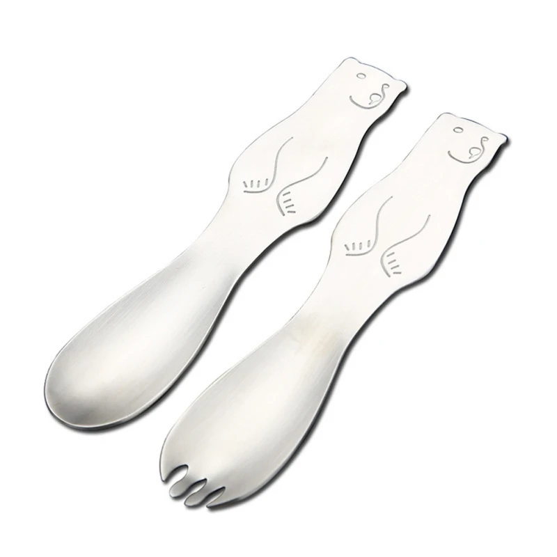 Маленькая ложка 304 нержавеющая сталь Портативный милый медведь узор Десертная