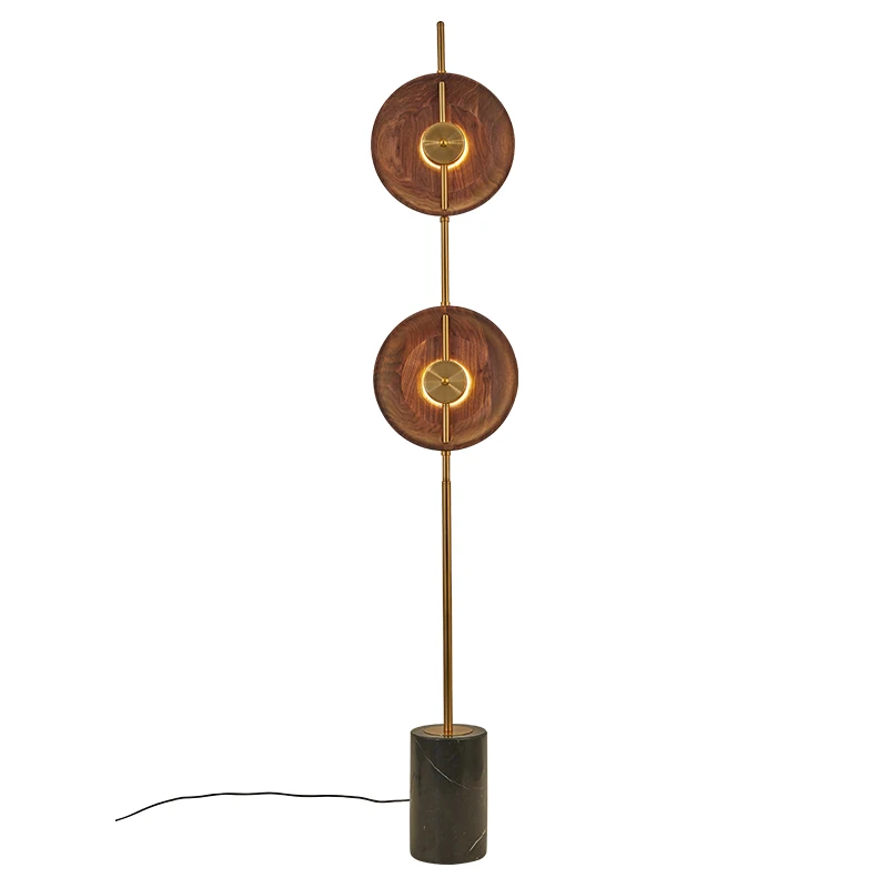 

Nordic Walnut Solid Wood Living Dining Room Marble Tripot Floor Standing LED Lamp Stand Bedroom Bedside Lamps Lambader Bedroom