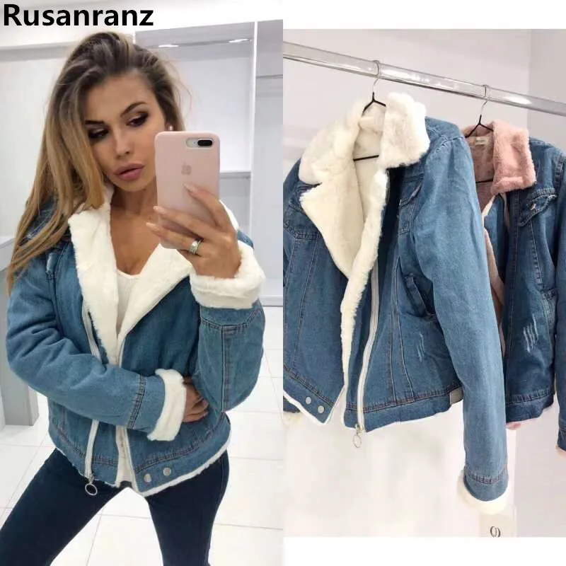 Короткая куртка для русской зимы женская модная джинсовая с бархатным