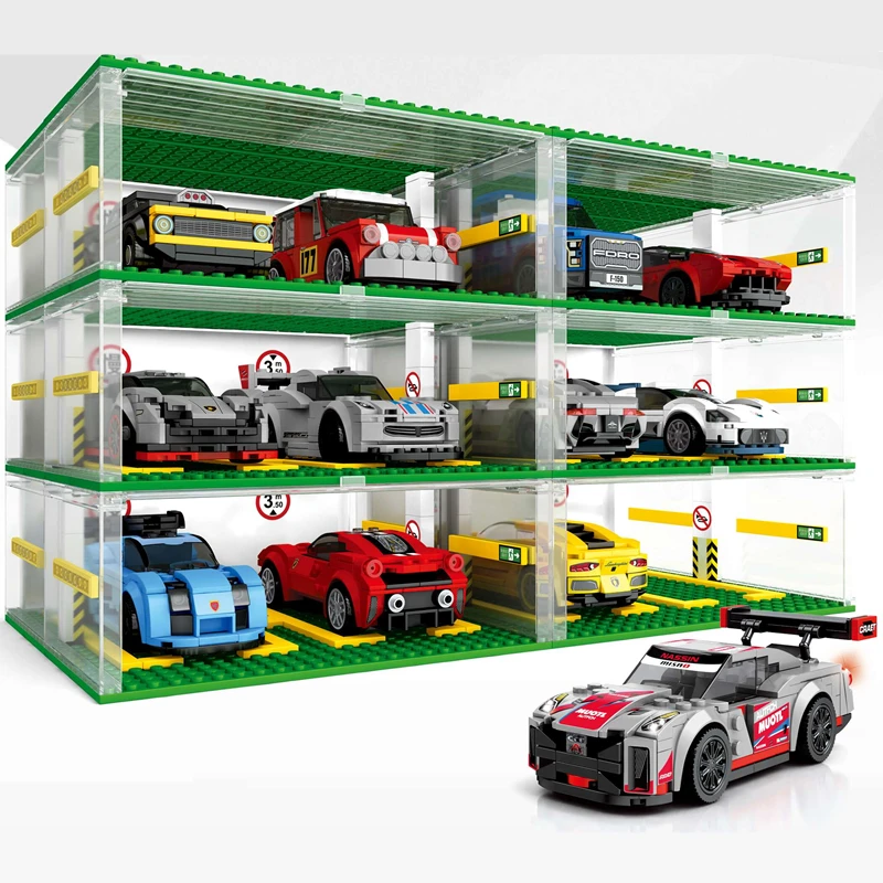 

City Creative Car Display Garage Show Parking Lots Vehicle Storage Room Model Building Blocks MOC Bricks Toys for Children Gift