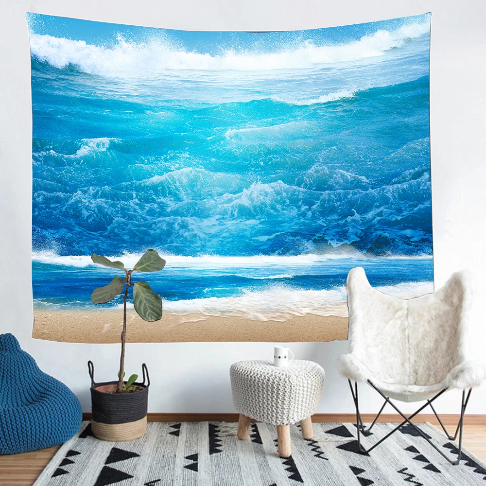 

Simsant Ocean Wave Sea Tapestry Summer Seabed Pearl Wall Hanging Tapestries for Living Room Bedroom Home Dorm Decor
