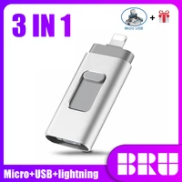 bru 3 in 1 usb flash drive 128g 256gb pendrive for iphone photo stick 32gb 64gb usb flash memory stick usb key pen drive