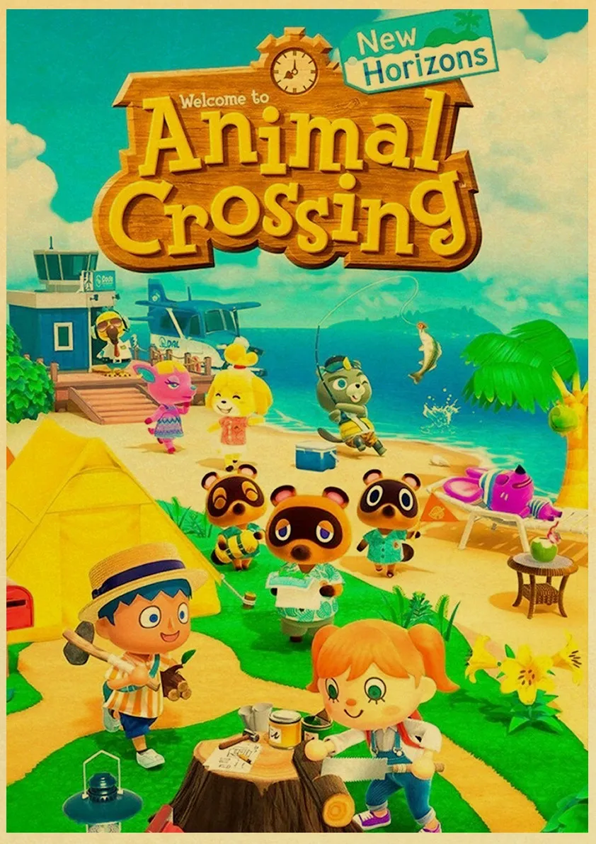 Горячая игра животное пересечение постер Ретро украшение стены живопись для