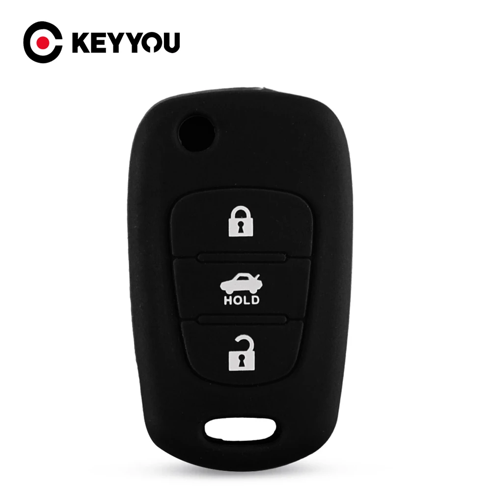 Силиконовый флип-чехол KEYYOU для автомобильных ключей Hyundai i20 i30 i35 iX20 iX35 Solaris Verna KIA K2