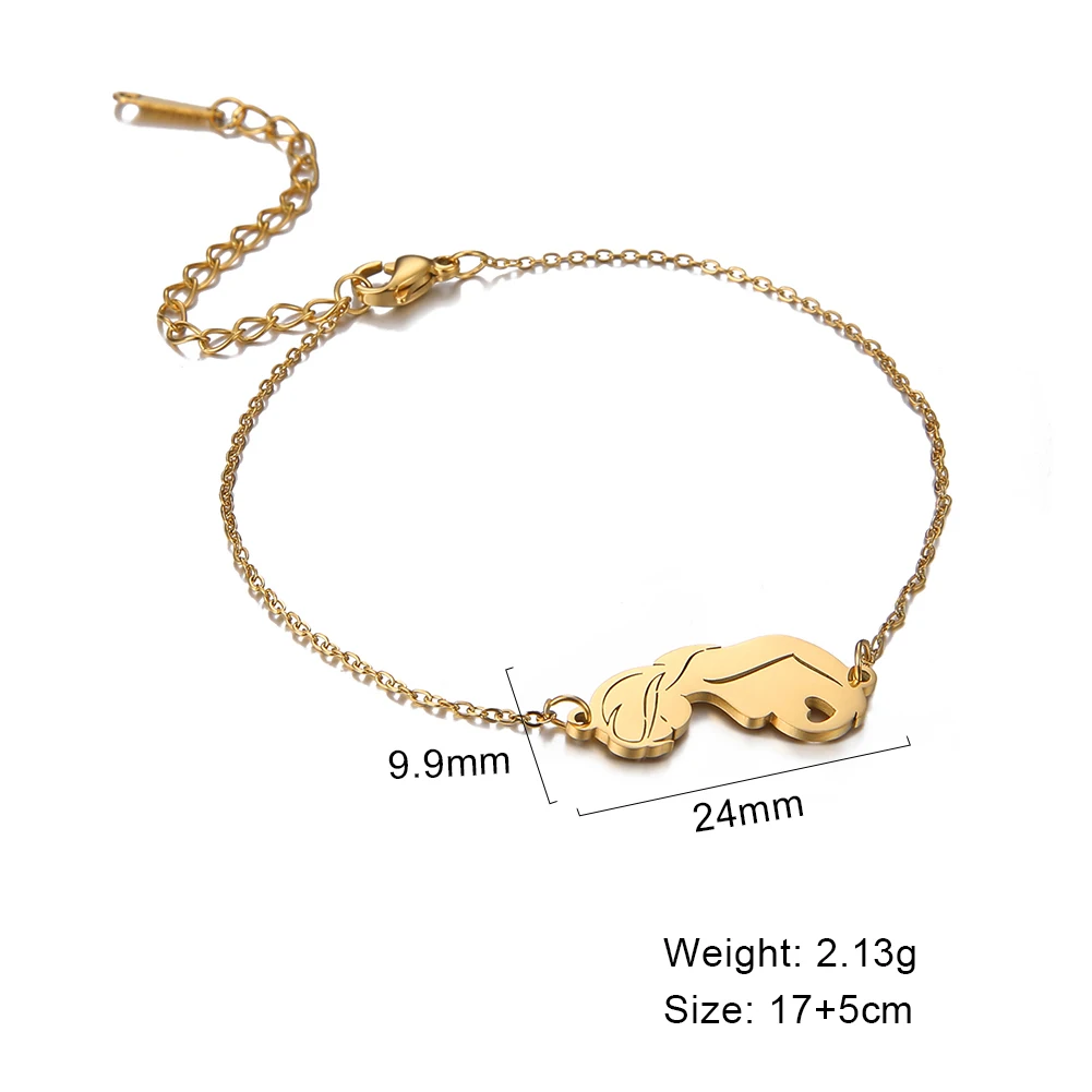 

Fishhook Mother Baby Pregnant Family Heart Gift Gold Color For Woman Stainless Steel Pendant Charm Bracelet Bangle Jewelry