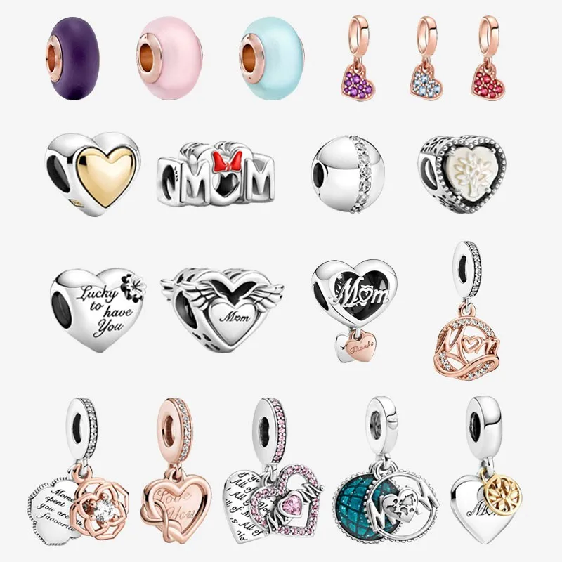 

Authentic 925 Sterling Silver Mother's Day Two-color Rose Angel Wing Charm Is Suitable For The Original Pandora Women's Bracelet