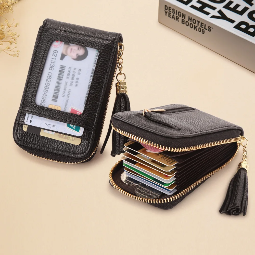 

KANDRA New Fashion Multi-function Organ Credit Card Holder Small Clutch Bag Female Tassel Zipper Purse for Women Christmas Gift