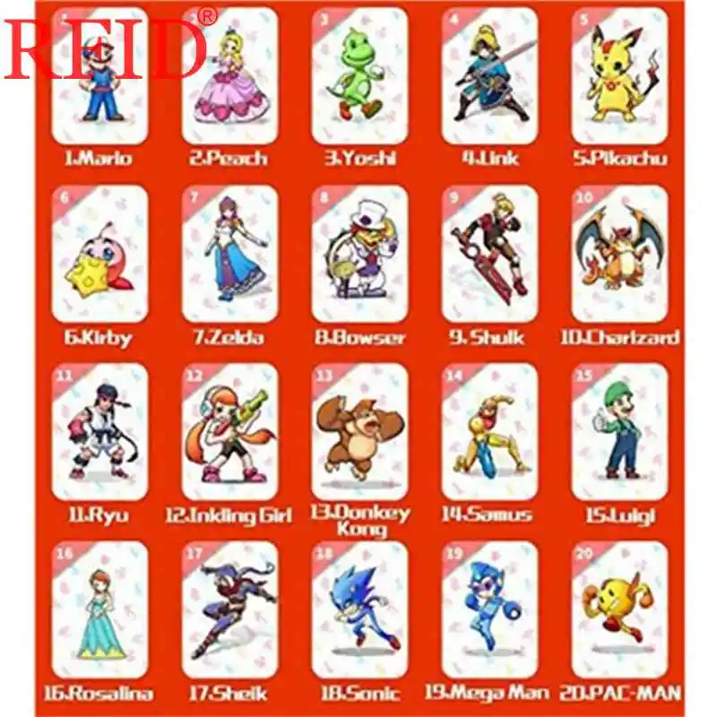 

Full Set 20pcs Super-Smash-Bros NFC Game Cards Tags Collection Game Equipment Ntag215 NFC Card NS Switch WiiU 3DS /3DS XL