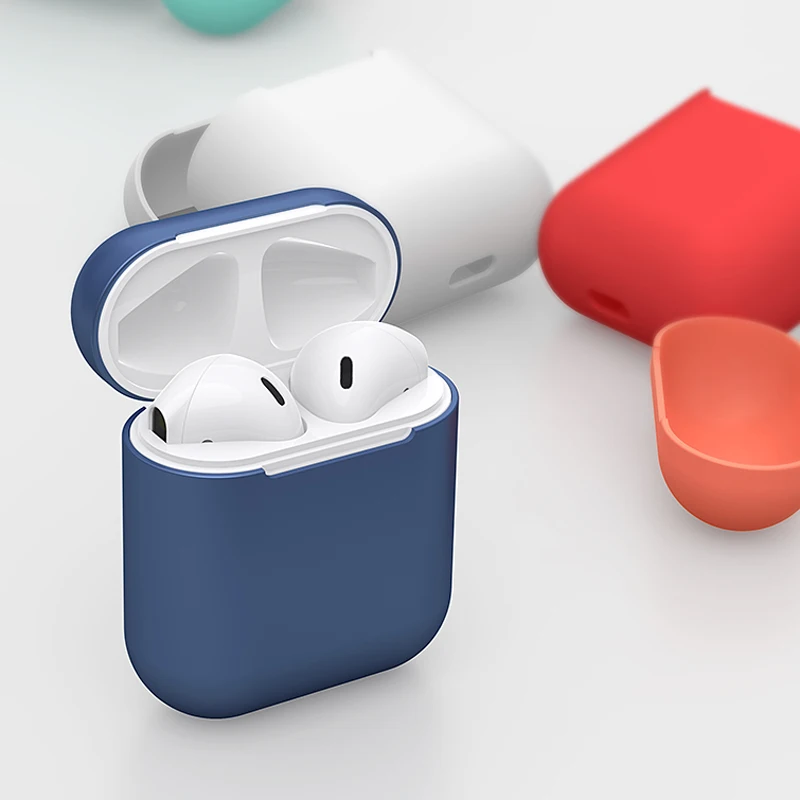Силиконовый Bluetooth беспроводной чехол для наушников Защитный airpods аксессуары Apple
