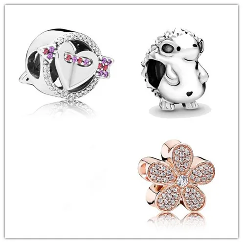 

Подвеска «еж» из серебра 925 пробы с бусинами подходит для браслетов и ожерелий pandora женские украшения «сделай сам»