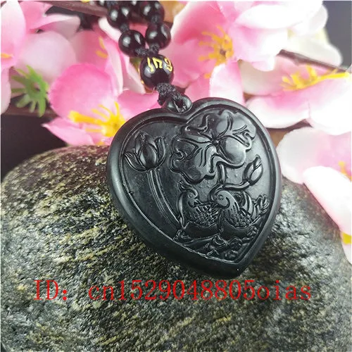 Ожерелье из бисера в форме неразлучников черного и зеленого нефрита | Украшения