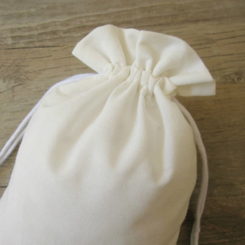 100PCS Polyester Cotton Pouch Jewelry Bags Packgaing Party Wedding Gift Reusable Sachet Drawstring Pocket Sack Custom Logo Print | Украшения