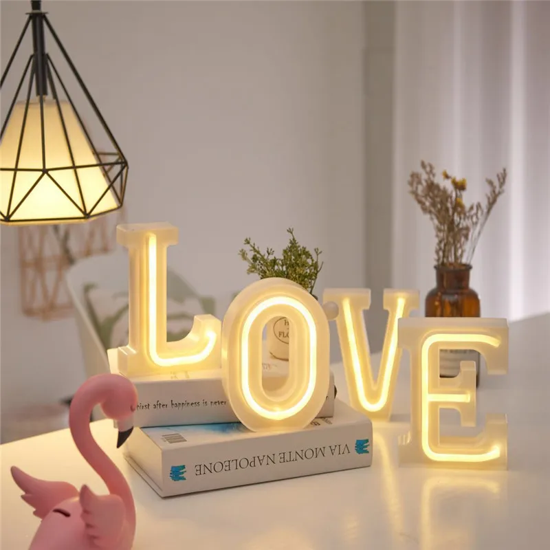 16CM Height 3D White Letters Wedding Decoration Ornaments 0-9 Numbers LED Light Indoor Wall Hanging Birthday Party Xmas Decor