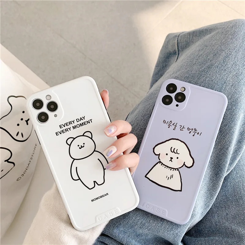 Мягкий чехол с мультипликационным медведем собакой для ip X XR XS Max Обложка