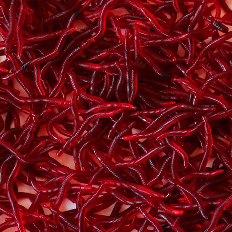 50 шт./лот Мягкая приманка для рыбалки имитация дождевого червя красные черви