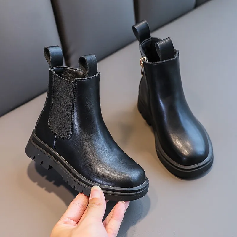 

Girls Chelsea Boots 2021 Autumn New British Style Leather Fashion Martin Boots Shoes for Kids Girl Children Black Ankle Boots