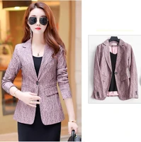 new netted blazer women korean print notched blazer roja elegant blazer women 3xl chaqueta mujer invierno pink